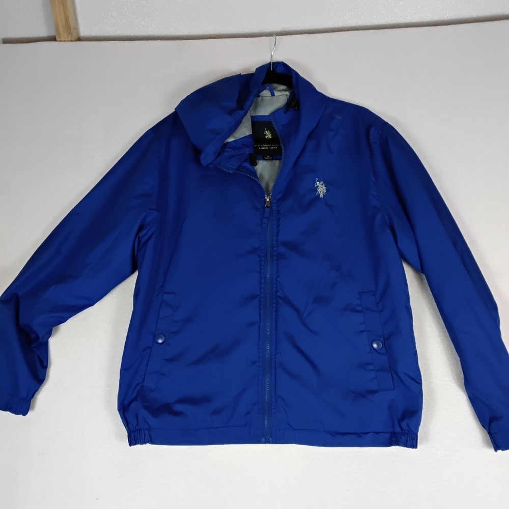 US Polo Assn Mens Royal Blue Windbreaker Jacket Full Zip Lightweight Logo M